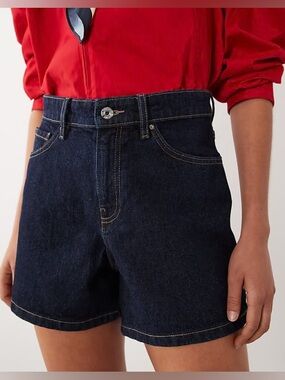 Mango Dark Blue High-Rise Denim Shorts